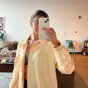 ALFRED DUNNER FLORAL EMBROIDERED COLLARED SHIRT SIZE 14